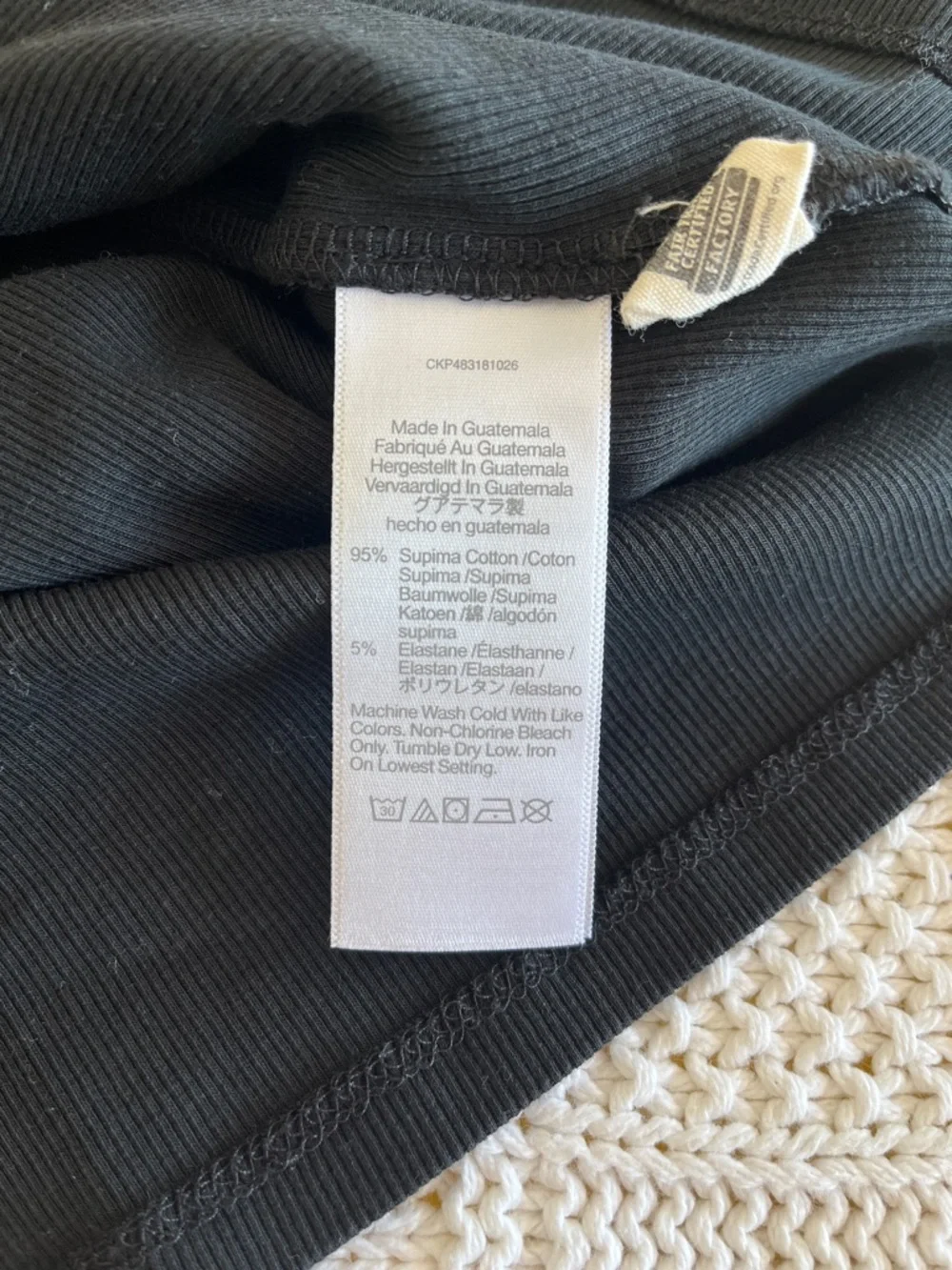 Madewell Supima® Rib Cutaway Tank in True Black Sz M - Picture 6 of 10